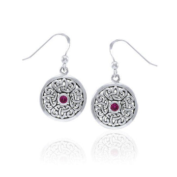 Celtic Flower with Gemstone Silver Earrings TER1387 - Jewelry